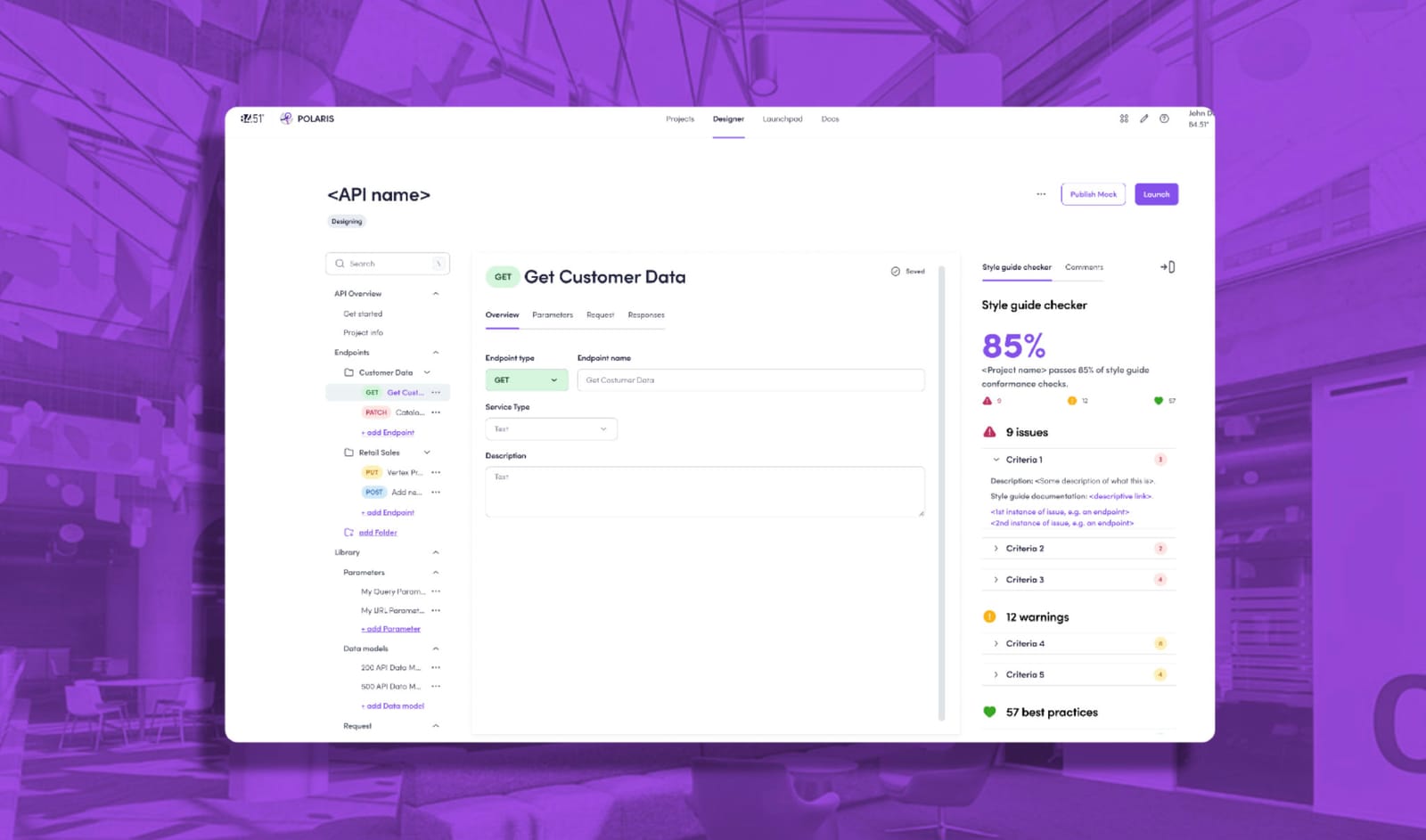 Polaris API Designer interface